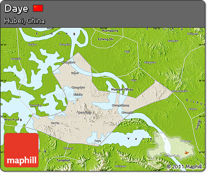 Shaded Relief Map of Daye, physical outside