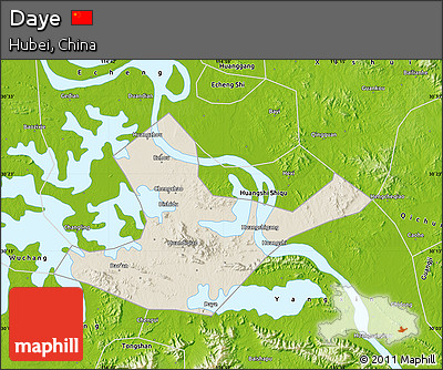 Shaded Relief Map of Daye, physical outside
