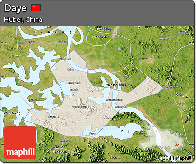 Shaded Relief Map of Daye, satellite outside