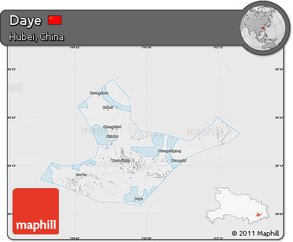 Silver Style Map of Daye, single color outside