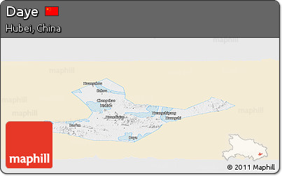 Classic Style Panoramic Map of Daye, single color outside