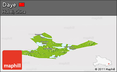Physical Panoramic Map of Daye, cropped outside