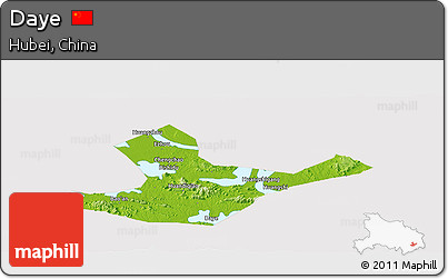 Physical Panoramic Map of Daye, cropped outside