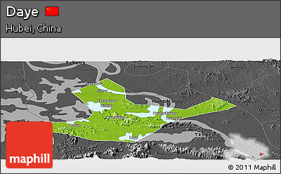 Physical Panoramic Map of Daye, darken, desaturated