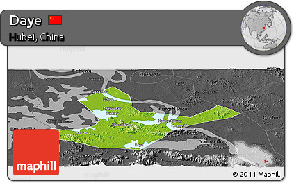 Physical Panoramic Map of Daye, darken, desaturated