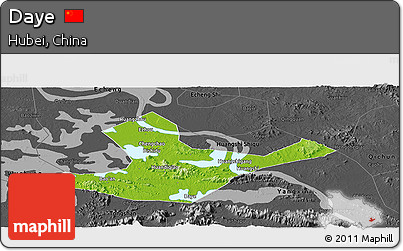 Physical Panoramic Map of Daye, darken, desaturated