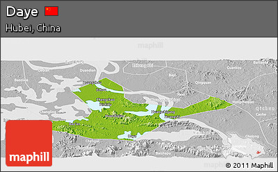 Physical Panoramic Map of Daye, lighten, desaturated