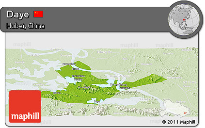 Physical Panoramic Map of Daye, lighten