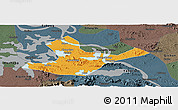 Political Panoramic Map of Daye, darken, semi-desaturated