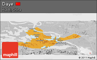 Political Panoramic Map of Daye, lighten, desaturated