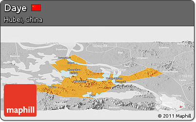 Political Panoramic Map of Daye, lighten, desaturated