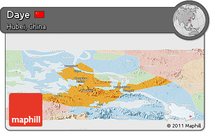 Political Panoramic Map of Daye, lighten