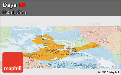 Political Panoramic Map of Daye, lighten