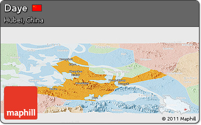 Political Panoramic Map of Daye, lighten