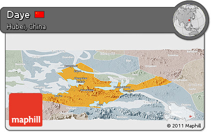 Political Panoramic Map of Daye, lighten, semi-desaturated