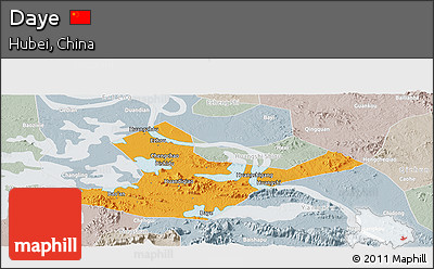 Political Panoramic Map of Daye, lighten, semi-desaturated