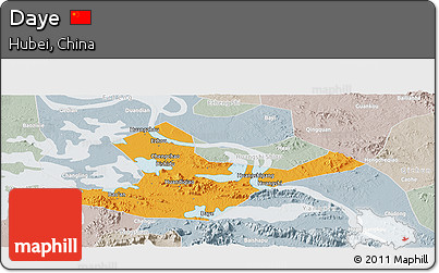 Political Panoramic Map of Daye, lighten, semi-desaturated