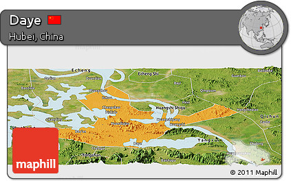 Political Panoramic Map of Daye, satellite outside