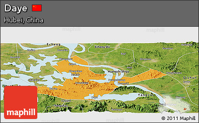 Political Panoramic Map of Daye, satellite outside
