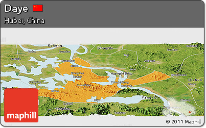 Political Panoramic Map of Daye, satellite outside