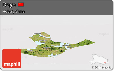 Satellite Panoramic Map of Daye, cropped outside