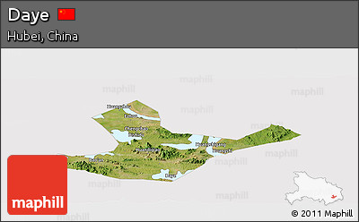 Satellite Panoramic Map of Daye, cropped outside