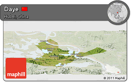 Satellite Panoramic Map of Daye, lighten