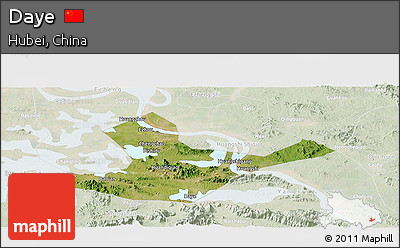 Satellite Panoramic Map of Daye, lighten