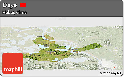 Satellite Panoramic Map of Daye, lighten