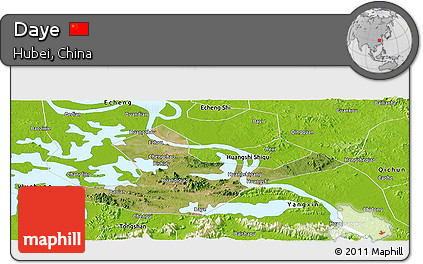 Satellite Panoramic Map of Daye, physical outside