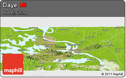 Satellite Panoramic Map of Daye, physical outside