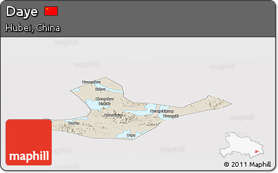 Shaded Relief Panoramic Map of Daye, cropped outside