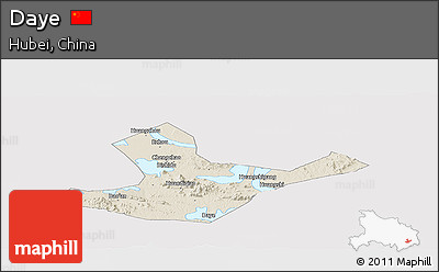 Shaded Relief Panoramic Map of Daye, cropped outside