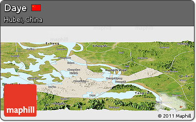 Shaded Relief Panoramic Map of Daye, satellite outside