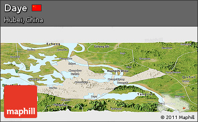 Shaded Relief Panoramic Map of Daye, satellite outside