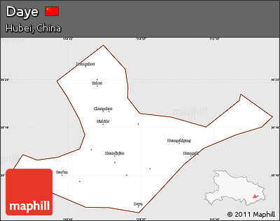 Classic Style Simple Map of Daye, cropped outside