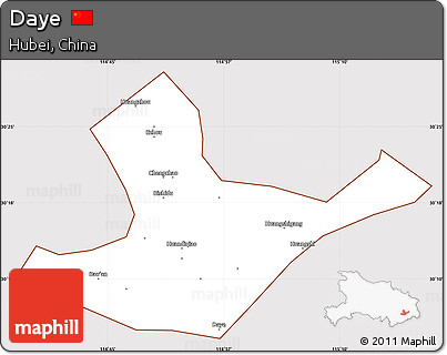 Classic Style Simple Map of Daye, cropped outside