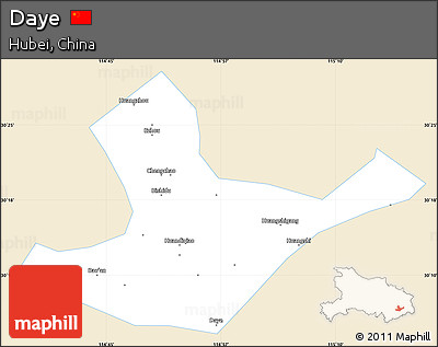 Classic Style Simple Map of Daye, single color outside