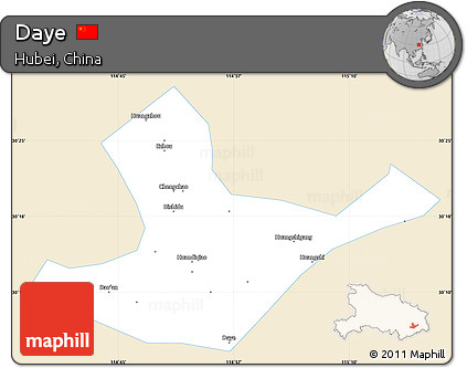 Classic Style Simple Map of Daye, single color outside