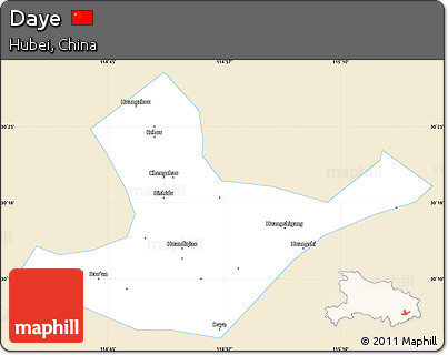 Classic Style Simple Map of Daye, single color outside