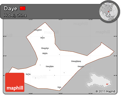 Gray Simple Map of Daye, cropped outside