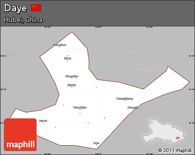 Gray Simple Map of Daye, cropped outside