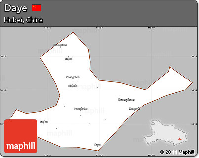 Gray Simple Map of Daye, cropped outside