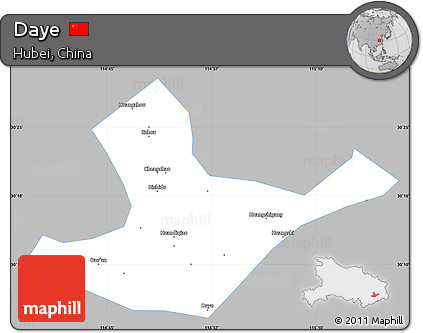 Gray Simple Map of Daye, single color outside