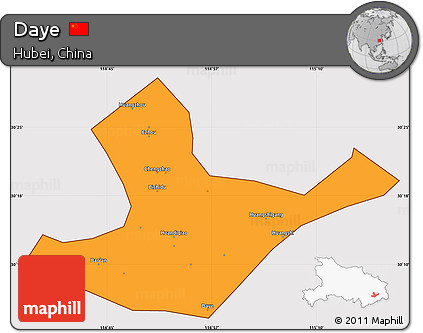 Political Simple Map of Daye, cropped outside