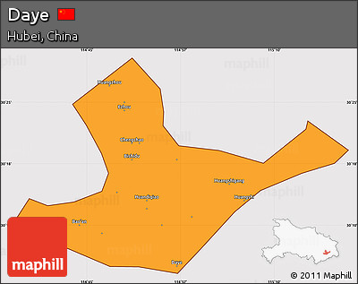 Political Simple Map of Daye, cropped outside