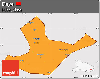 Political Simple Map of Daye, cropped outside