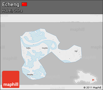 Gray 3D Map of Echeng, single color outside