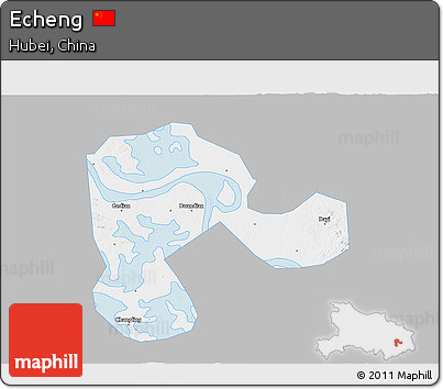 Gray 3D Map of Echeng, single color outside