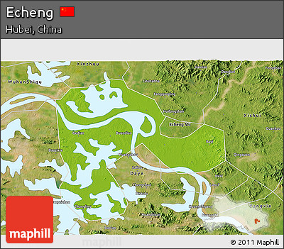 Physical 3D Map of Echeng, satellite outside